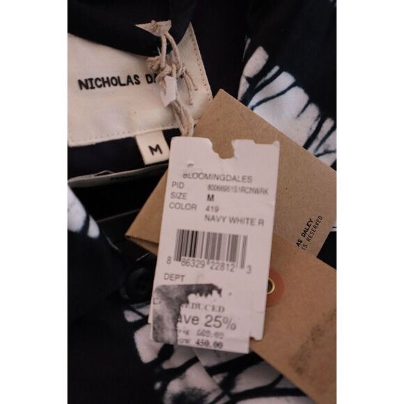 Nicholas Daley Men's Sz Medium Navy/White Aloha Relaxed Fit Button-Up Shirt - Picture 4 of 11